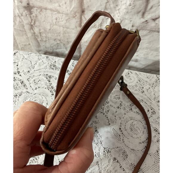 the Sak Brown Leather Wallet Organizer Boho Crossbody Bag Travel - Picture 6 of 9